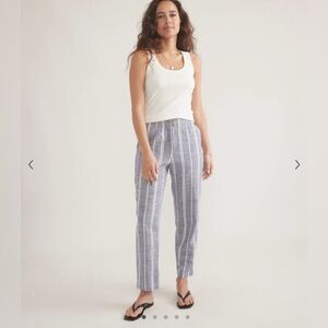 Marine Layer - Elle Relaxed Crop Pant - Skipper Blue Stripe - L